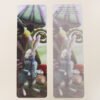 Wonderland Bookmarks of the White Rabbit with blue jacket, pocket watch, fly agaric toadstool and fantasy-coloured fungi