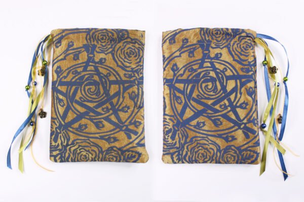 Blue coloured printing on both sides of Pentagram bag, inspired by the Mother Goddess and Greek Goddess of Love Aphrodite