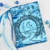 Asian Happiness Symbol Pouch with polyhedron dice, good to use as dice bag and also as tarot card bag, runes bag or spell bag