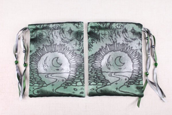 Black coloured printing on both sides of Moon Gate bag, inspired by Chinese Gardening and the symbol of joy and happiness