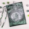 Asian Happiness Symbol Pouch with polyhedron dice, good to use as dice bag and also as tarot card bag, runes bag or spell bag